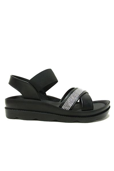 Voga Black Rubber Band Anatomical Comfort Sandals