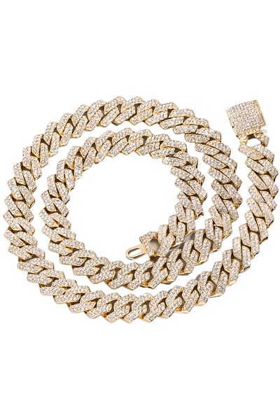 THO Cuban Billionaire Gold Iced out Necklace, inod material, unisex model, length 50 cm