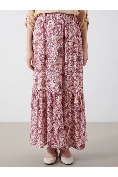 LC Waikiki LCW Grace Pink με ελαστική μέση με πλισέ φούστα