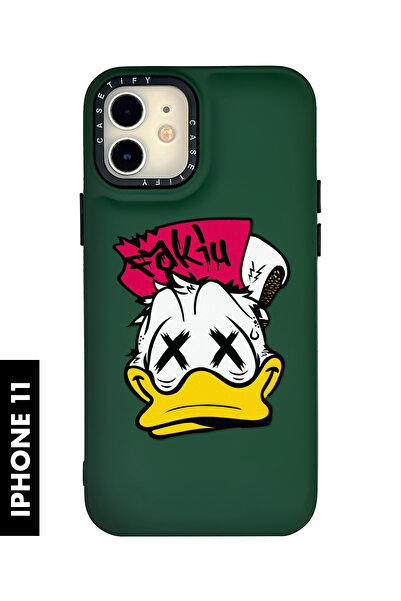 mooodcase iPhone 11 Uyumlu Punc Duck Desenli Silikonlu Pillow Kılıf