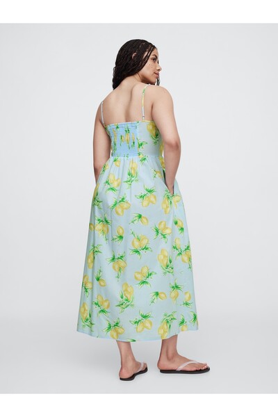 GAP Kadın Mavi Askılı Midi Poplin Elbise