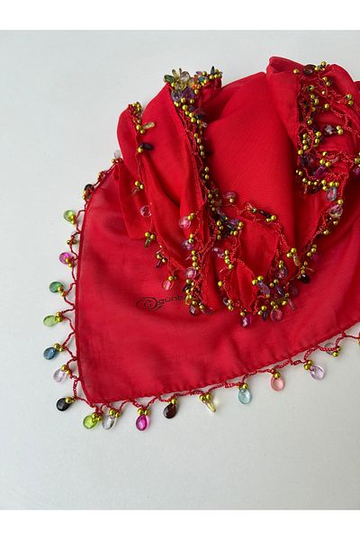 Sümeyye çeyiz Handcrafted Edge Beaded Writing Cheesecloth Dowry Gift