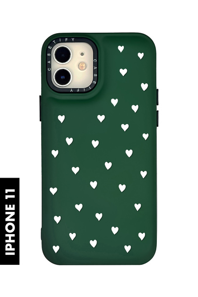 mooodcase iPhone 11 Uyumlu Beyaz Kalpler Desenli Silikonlu Pillow Kılıf