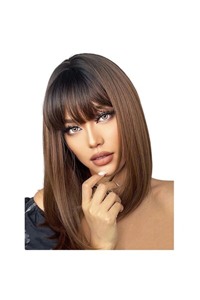 The Casius. Perucă de damă, păr scurt, drept, cu breton, nuanță naturală de m...