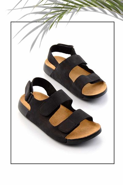 Bambi Black Leather Women's Slippers K05819021101