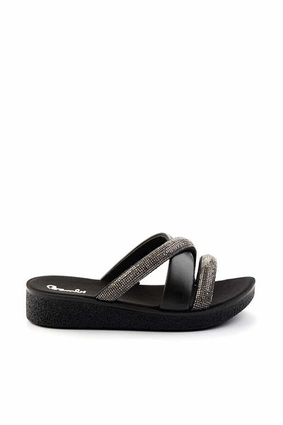 Bambi Black Platinum Women's Slippers K 04496720409