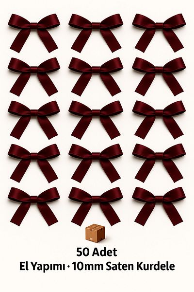 edalle Burgundy Wedding Candy, Gift Ornament, Balloon Ornament, Bow Satin Ribbon 10mm 50 Pieces