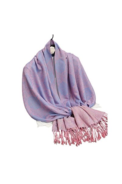 The Casius. Eșarfă ușoară pentru femei cu franjuri - Mov