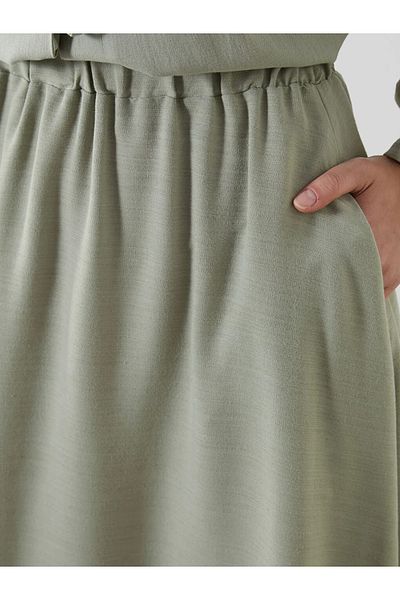 LC Waikiki LCW Modest Green Λινό Μικτή Φούστα με Ελαστική Μέση