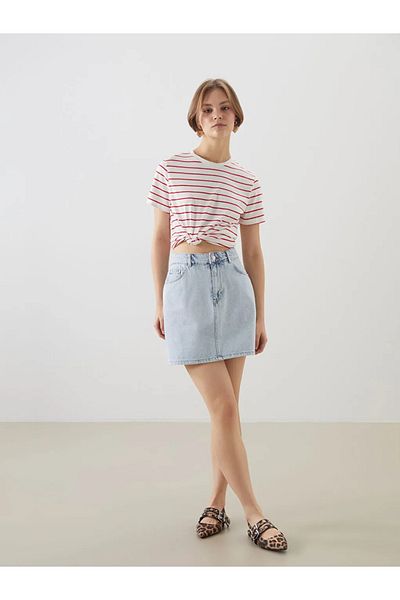 LC Waikiki Xside Blue Slim Fit Mini Jean Skirt