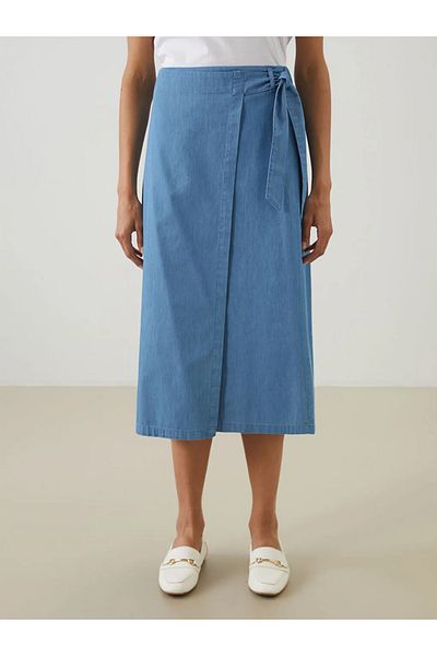 LC Waikiki Lcwaikiki Classic Indigo Women's Jean Skirt with Elastic Waist