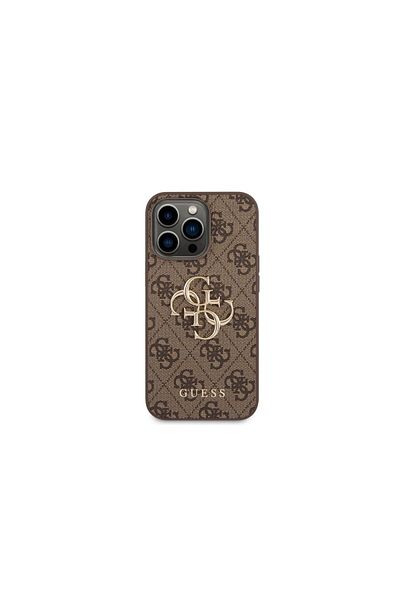 Guess Case Iphone 14 Pro Max Leather 4g Metal Logo Brown