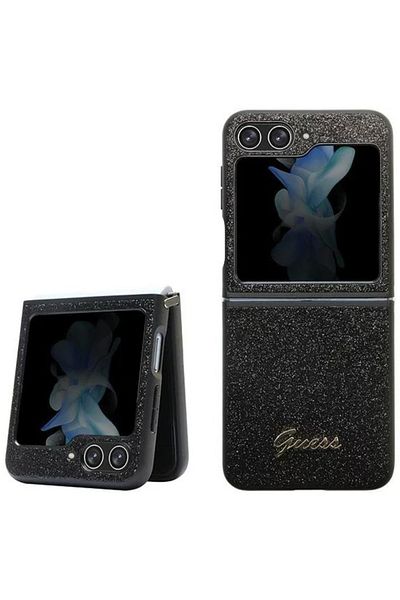 Guess TPU case Glitter Flakes Metal Logo Samsung Galaxy Z Flip5 Black