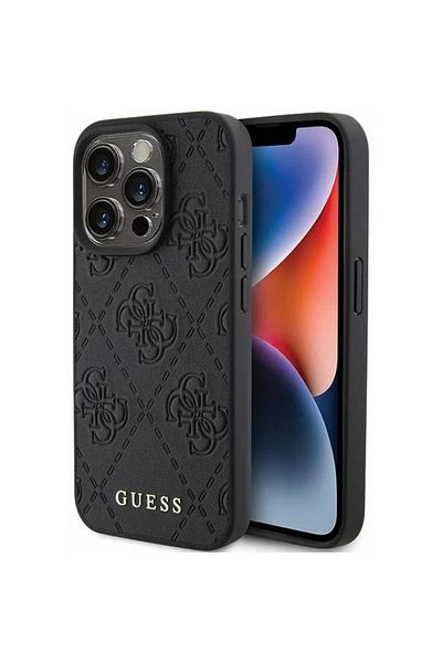 Guess Case Leather 4g Stamped Iphone 15 Pro Black