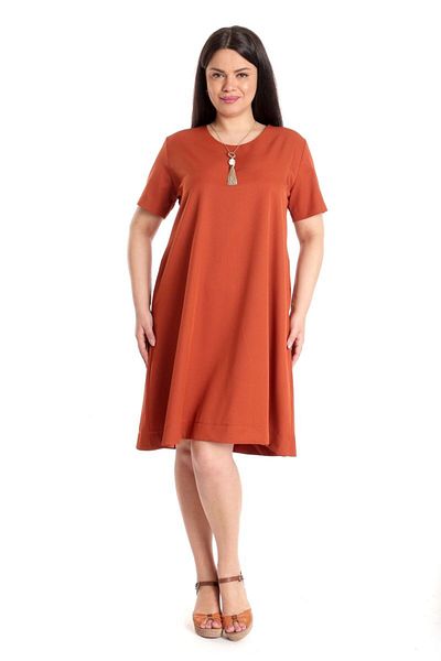 Eranthe Women's Loose Dress, Brick with Pockets