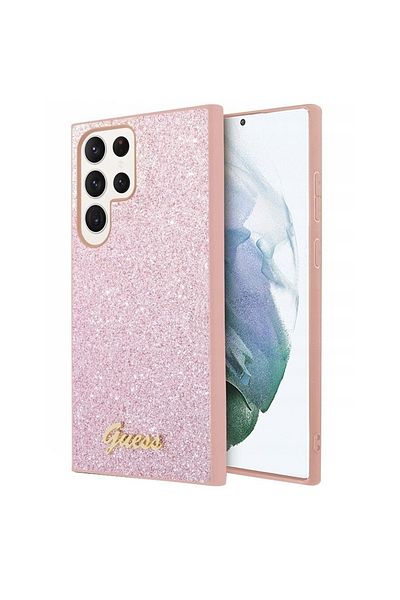 Guess Samsung Galaxy S24 Ultra Pink Glitter Script Case