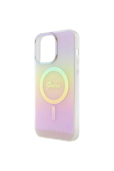 Guess Husa Iridescent Script MagSafe iPhone 15 Pro Max Ροζ