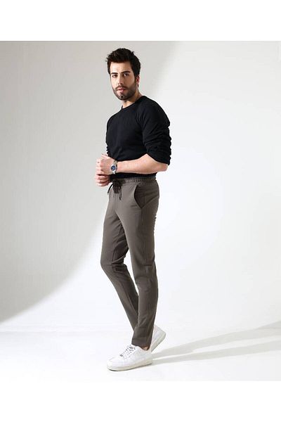 Benim Denim Men's Waist Full Elastic Khaki Looser Jogger Knitted Casual Pants