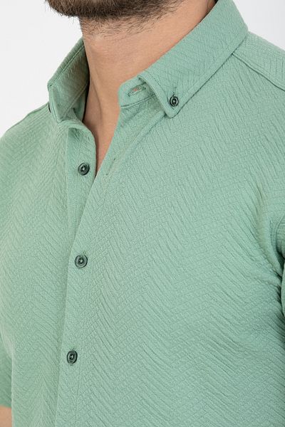 Klothy Мъжка плетена риза с къс ръкав Slim Fit 2590
