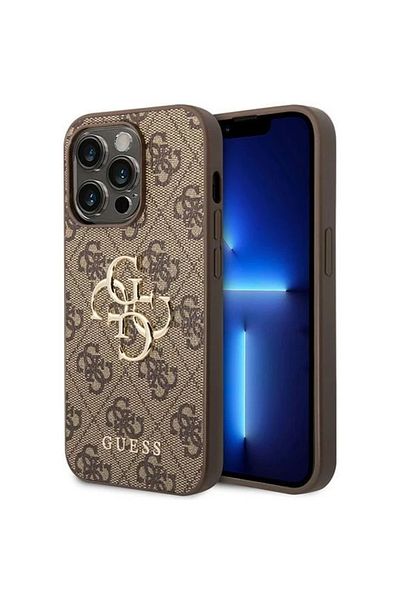 Guess Case Pu 4g Metal Logo Iphone 15 Pro Max Brown