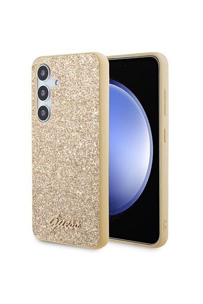 Guess Husa Tpu Glitter Flakes Metal Logo Samsung Galaxy S24 Gold