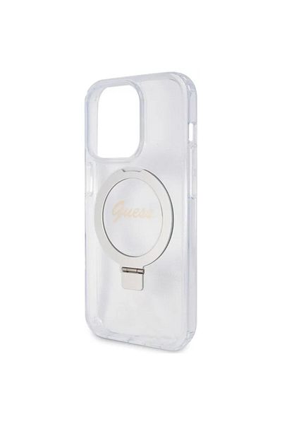 Guess Case Ring Stand Glitter Magsafe Iphone 15 Pro Transparent