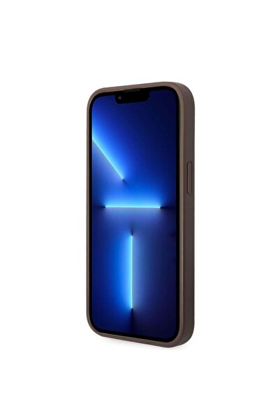 Guess Θήκη 4G με λογότυπο και ρίγες για iPhone 14, καφέ