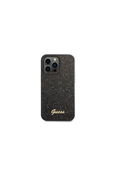 Guess Husa Iphone 14 Pro Glitter Tpu Flakes Script Metal Logo Black