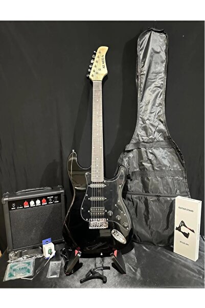 müzikhane Elektro Gitar Seti Siyah Hss 15w Amfi (GİTAR-AMFİ-KABLO-ASKI-KAPO-A...