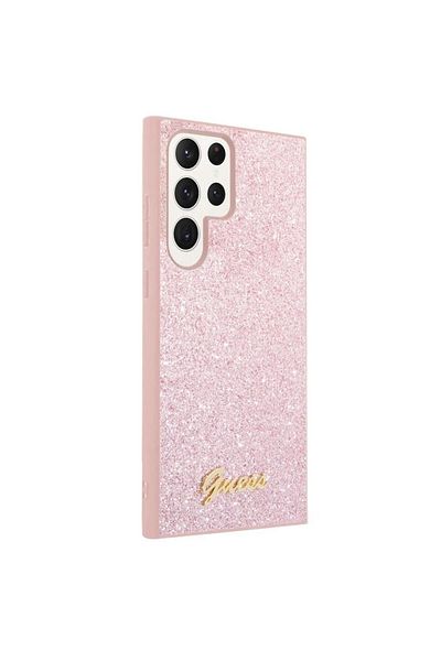 Guess Samsung Galaxy S24 Ultra Pink Glitter Script Case