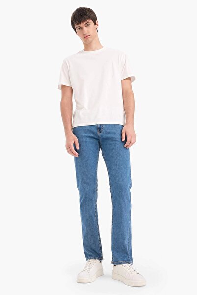 DeFacto E7277 Mavi Sergio Regular Fit Normal Kalıp Normal Bel Boru Paça Jean Pantolon