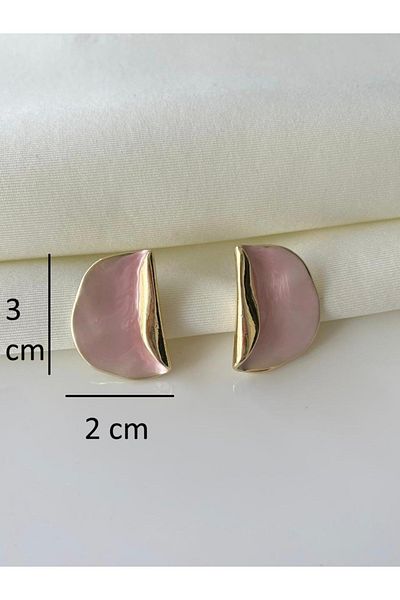Nilsu Jewellery Accessory Gold Detailed Pearlescent Crushed Plate Women's Earrings