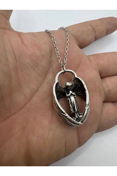 Herşey Nota Guardian Angel Figured Unisex Necklace – Guardian Spirit Themed Accessory with 60 cm Chain