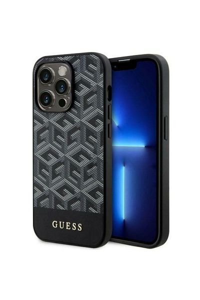 Guess Gcube Stripes Magsafe Iphone 14 Pro Max Case Black