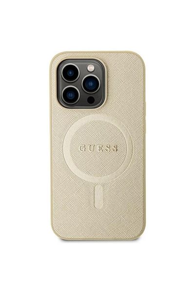 Guess Case Saffiano Magsafe Iphone 15 Pro Beige