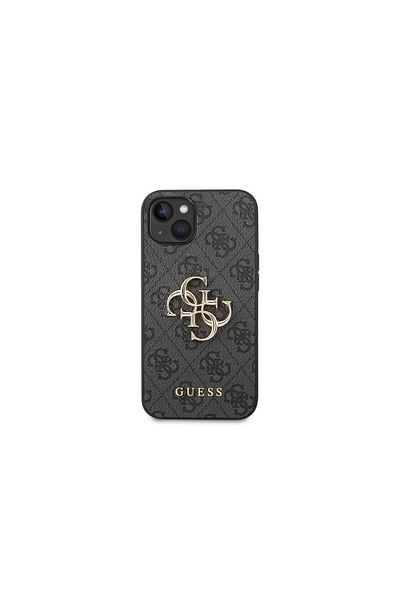 Guess Case Iphone 14 Leather 4g Metal Logo Grey