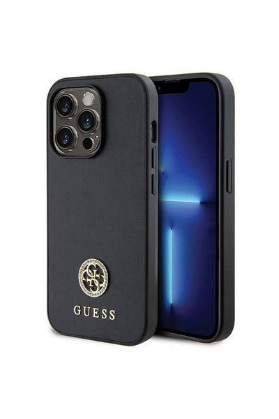Guess Case 4g Strass Metal Logo Iphone 15 Pro Black