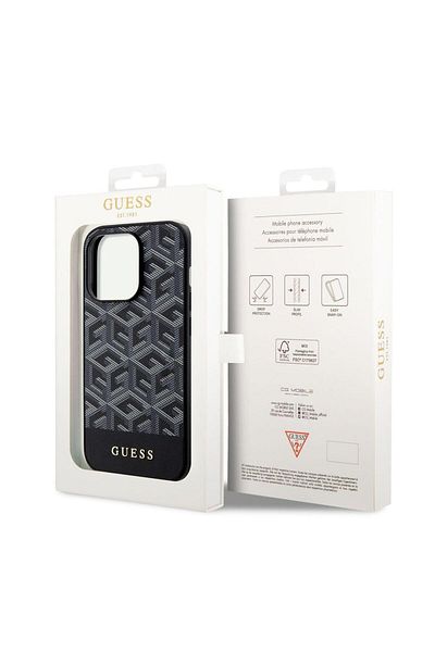 Guess Gcube Stripes Magsafe Iphone 15 Pro Case Black