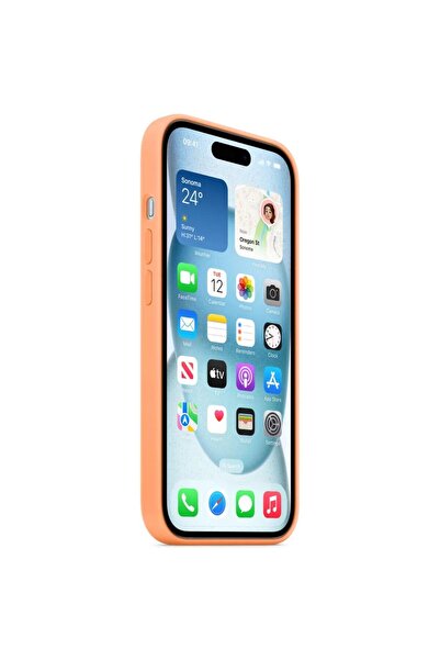Apple Husa Originala Silicon iPhone 15, MagSafe, Orange Sorbet