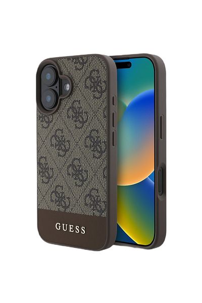 Guess Case 4g Stripe Logo Iphone 16 Brown