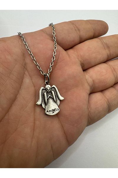 Herşey Nota Unisex Necklace with Guardian Angel Figure – Meaningful and Spiritual Jewelry with 60 cm Chain