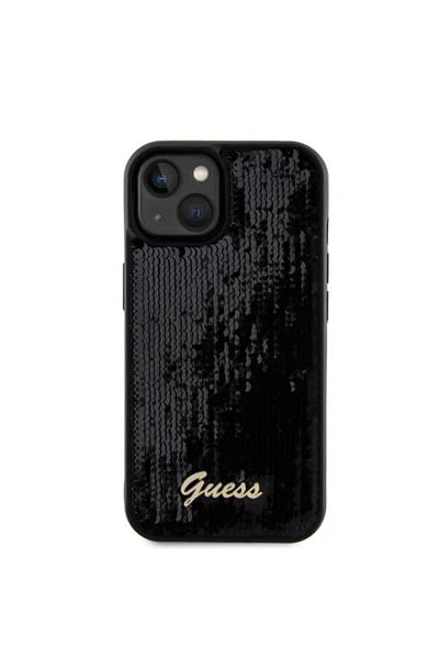 Guess Case Sequin Script Logo Iphone 15 Plus Black