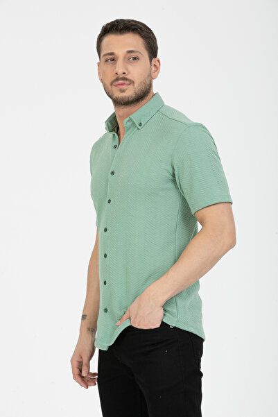 Klothy Men's Short Sleeve Slim Fit Knitted Shirt 2590