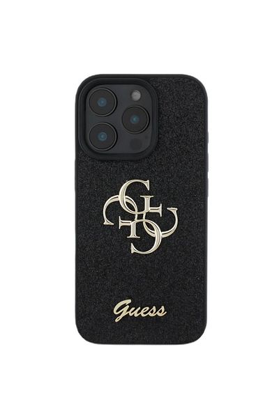 Guess Case Fixed Glitter 4g Metal Logo Iphone 16 Pro Black