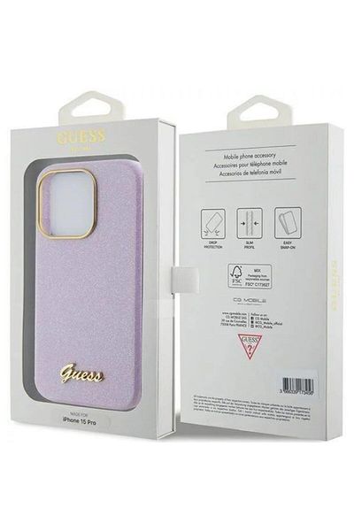 Guess Glitter Case Full Wrapped Iphone 15 Pro Max Lilac