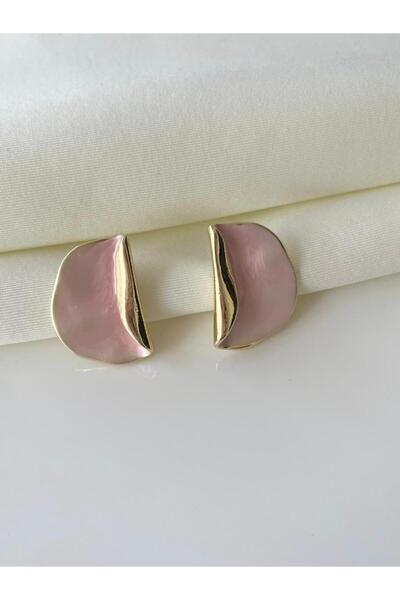 Nilsu Jewellery Accessory Gold Detaylı Sedefli Ezme Plaka Kadın Küpe