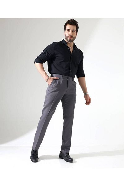 Benim Denim Men's Regular Fit Non-Sensitive Smoked Color Casual Pants