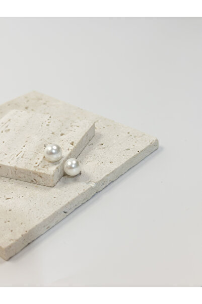 Zey Jewellery Elegant İnci Küpe - 925 Ayar Gümüş, 8mm İnci Küpe