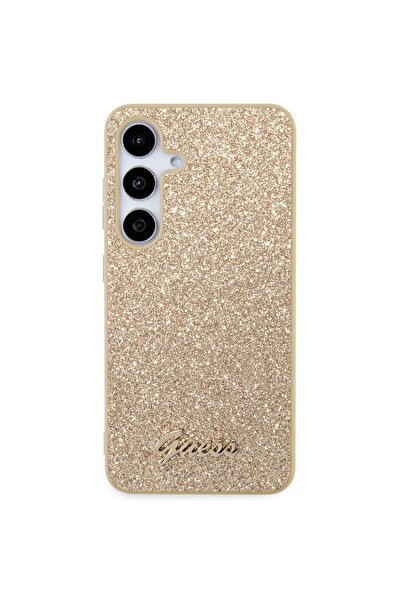 Guess Μεταλλικό λογότυπο Husa TPU Glitter Flakes Samsung Galaxy S24 Auriu