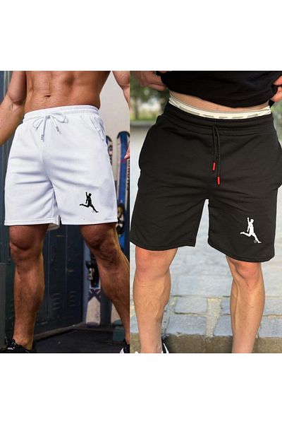 dont quıt Ανδρικό 2 τεμάχιο ασπρόμαυρο σορτς Slimfit Mold Footballer με στάμπα βαμβακερό ύφασμα